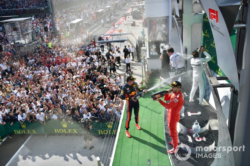 Hongrie - Podium : Lewis Hamilton, Max Verstappen, Sebastian Vettel