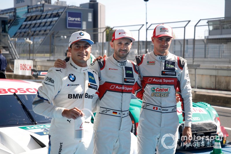 Top 3 dopo le Qualifiche, Pole sitter René Rast, Audi Sport Team Rosberg, Bruno Spengler, BMW Team RMG, Nico Müller, Audi Sport Team Abt Sportsline