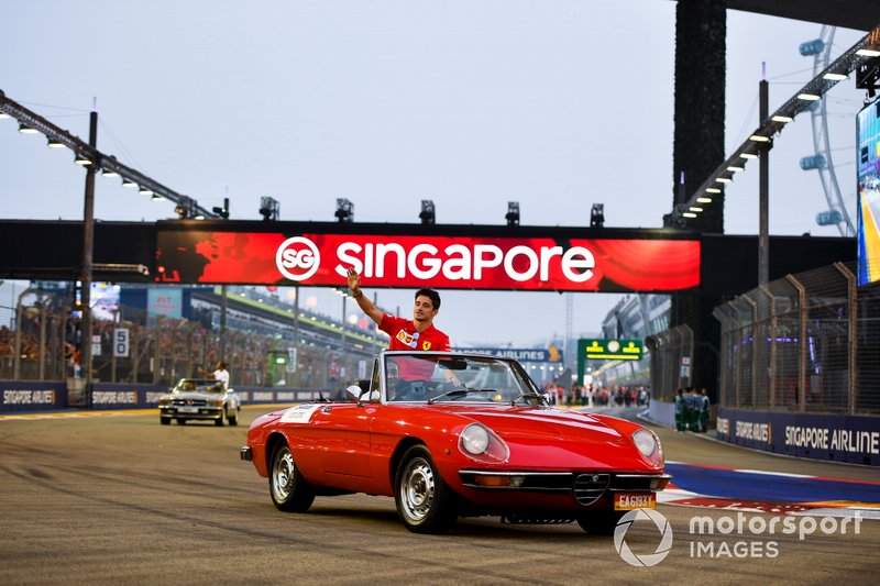 Charles Leclerc, Ferrari, in the drivers parade