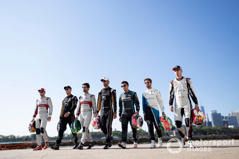 Daniel Abt, Audi Sport ABT Schaeffler, Andre Lotterer, DS TECHEETAH, Lucas Di Grassi, Audi Sport ABT Schaeffler, Jean-Eric Vergne, DS TECHEETAH, Mitch Evans, Panasonic Jaguar Racing, Antonio Felix da Costa, BMW I Andretti Motorsports, Sébastien Buemi, Nissan e.Dams