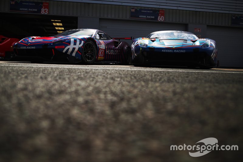 #60 Kessel Racing Ferrari F488 GTE: Sergio Pianezzola, Nicola Cadei, Andrea Piccini. #83 Kessel Racing Ferrari F488 GTE: Manuela Gostner, Rahel Frey, Michelle Gatting