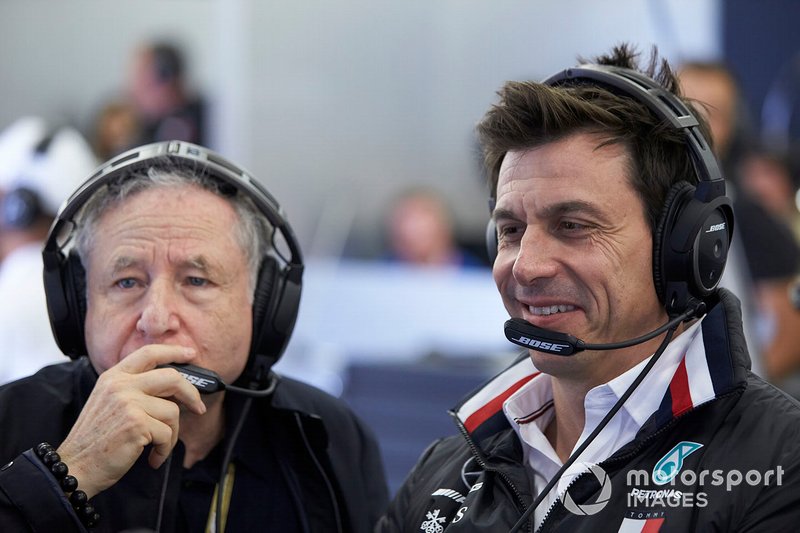 Jean Todt, Presidente FIA, e Toto Wolff, Direttore Esecutivo, Mercedes AMG
