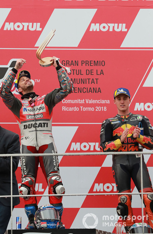 Podio: il vincitore della gara Andrea Dovizioso, Ducati Team, il terzo classificato Pol Espargaro, Red Bull KTM Factory Racing