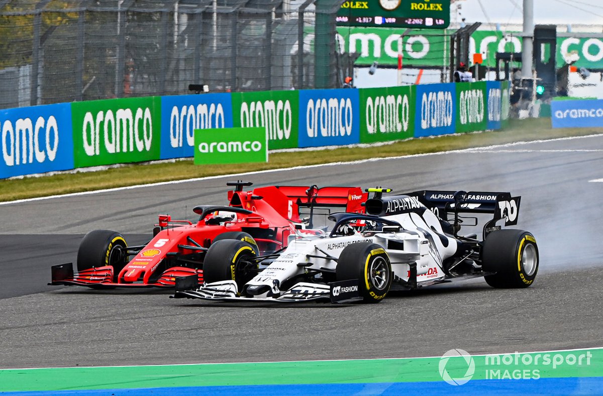 Pierre Gasly, AlphaTauri AT01, Sebastian Vettel, Ferrari SF1000