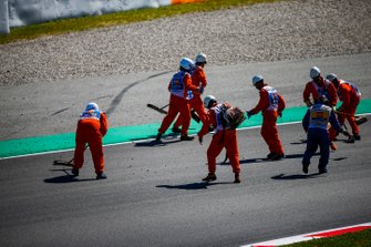 Crash Lando Norris, McLaren MCL34 en Lance Stroll, Racing Point RP19
