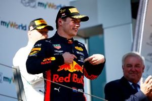 Race winner Max Verstappen, Red Bull Racing celebrates on the podium 