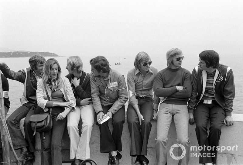 Max Mosley, Helmut Marko, Rolf Stommelen, Ronnie Peterson, Reine Wisell and Robin Herd