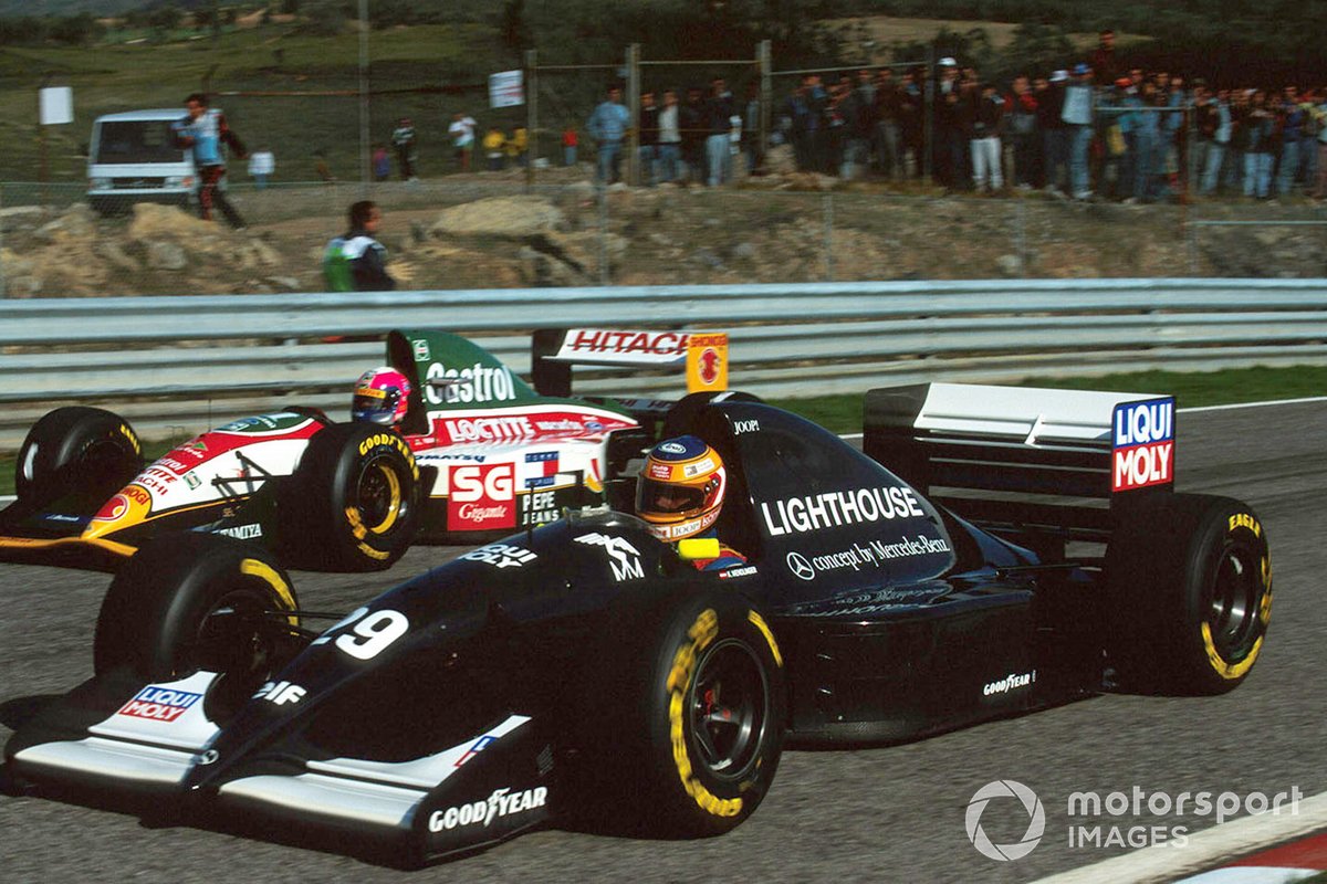 Karl Wendlinger, Sauber C12 overtakes Pedro Lamy, Lotus 107B
