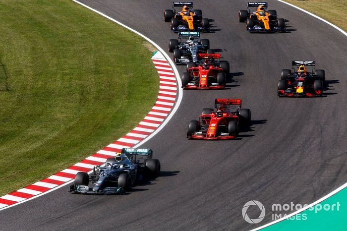 Valtteri Bottas, Mercedes AMG W10, Sebastian Vettel, Ferrari SF90, Max Verstappen, Red Bull Racing RB15, Charles Leclerc, Ferrari SF90, Lewis Hamilton, Mercedes AMG F1 W10, Carlos Sainz Jr., McLaren MCL34, Lando Norris, McLaren MCL34