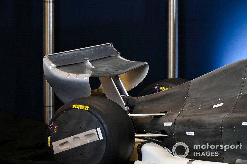 Detail of a model illustrating the 2021 Formula 1 technical regulations