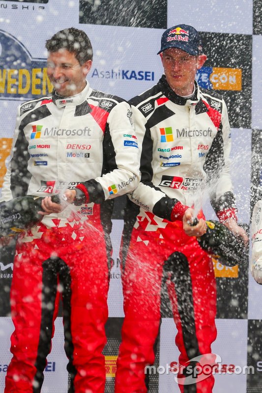 Podio: Il vincitore Elfyn Evans, Scott Martin, Toyota Gazoo Racing WRT Toyota Yaris WRC