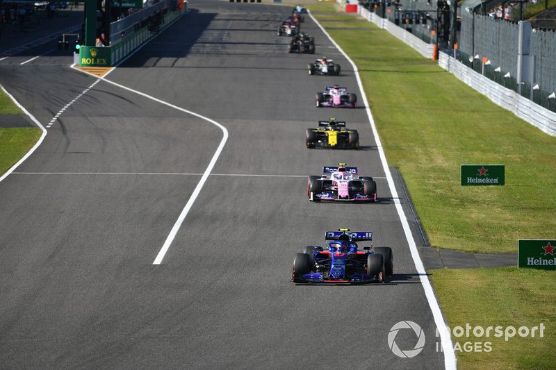 Pierre Gasly, Toro Rosso STR14, Lance Stroll, Racing Point RP19, Nico Hulkenberg, Renault F1 Team R.S. 19, y Sergio Perez, Racing Point RP19