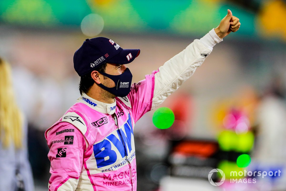Ganador Sergio Pérez, Racing Point celebra en parc Ferme