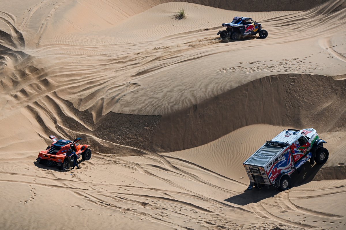 #383 Red Bull Off-Road Team USA OT3: Seth Quintero, Dennis Zenz, #364 Md Rallye Sport Optimus: Erwin Imschoot, Olivier Imschoot, #519 Dakarspeed International: Maurik Van Den Heuvel, Wilko Van Oort, Martijn Van Rooij