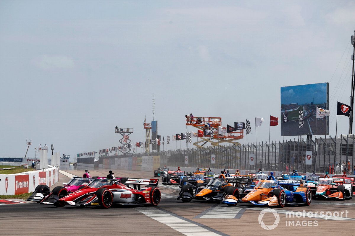 Rinus VeeKay, Ed Carpenter Racing Chevrolet,, Alexander Rossi, Andretti Autosport Honda