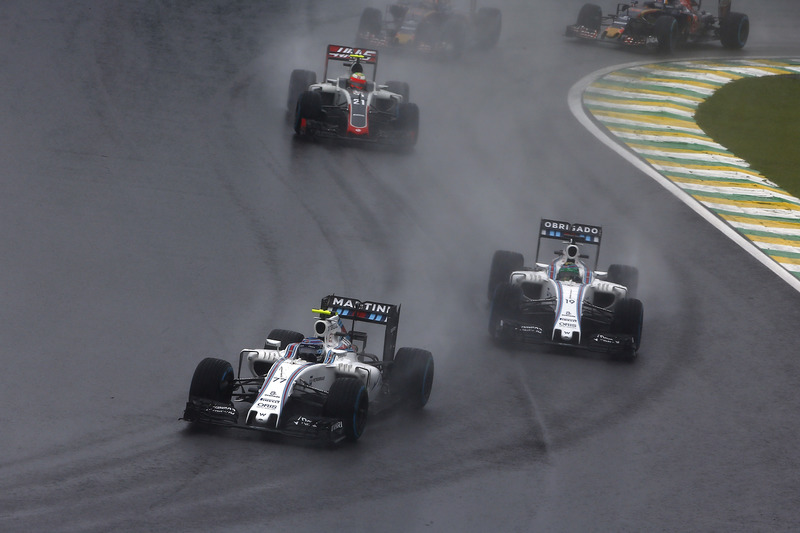 Valtteri Bottas, Williams FW38, Felipe Massa, Williams FW38, Esteban Gutierrez, Haas F1 Team VF-16