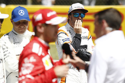Valtteri Bottas, Mercedes AMG F1, Sebastian Vettel, Ferrari, Fernando Alonso, McLaren for interviews after Qualifying