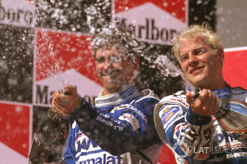 1. Jacques Villeneuve, Williams; 2. Damon Hill, Arrows