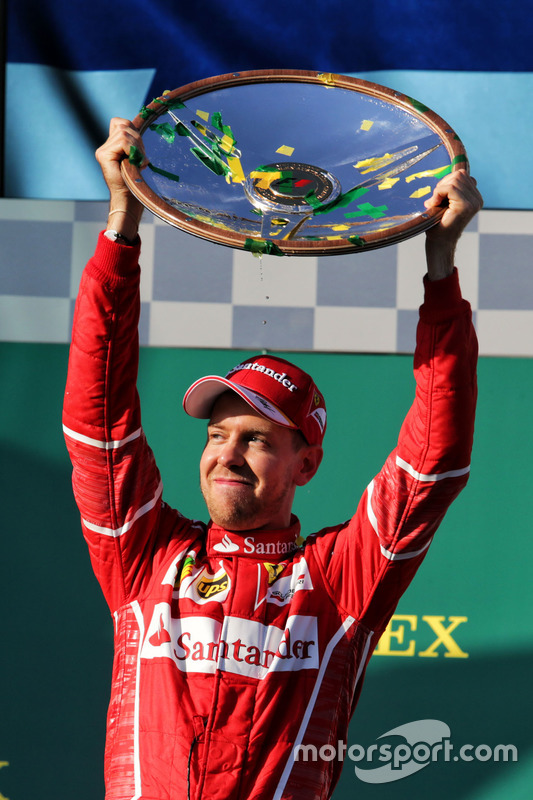 Podium: winner Sebastian Vettel, Ferrari