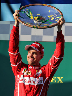 Podium: winner Sebastian Vettel, Ferrari