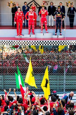 Race winner Sebastian Vettel, Ferrari, Second place Third place Kimi Raikkonen, Ferrari Daniel Ricci