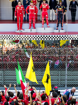 Race winner Sebastian Vettel, Ferrari, Second place Third place Kimi Raikkonen, Ferrari Daniel Ricci