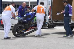 La moto de Maverick Viñales, Yamaha Factory Racing après sa chute