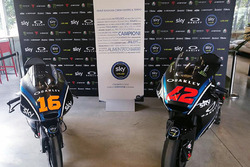 The Moto3 bike of Andrea Migno and Moto2 bike of Francesco Bagnaia
