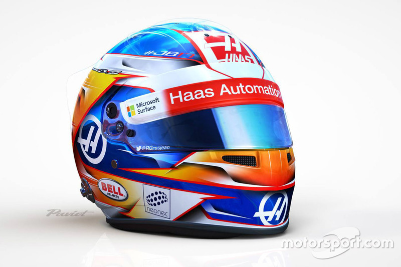 Le casque de Romain Grosjean, Haas F1 Team