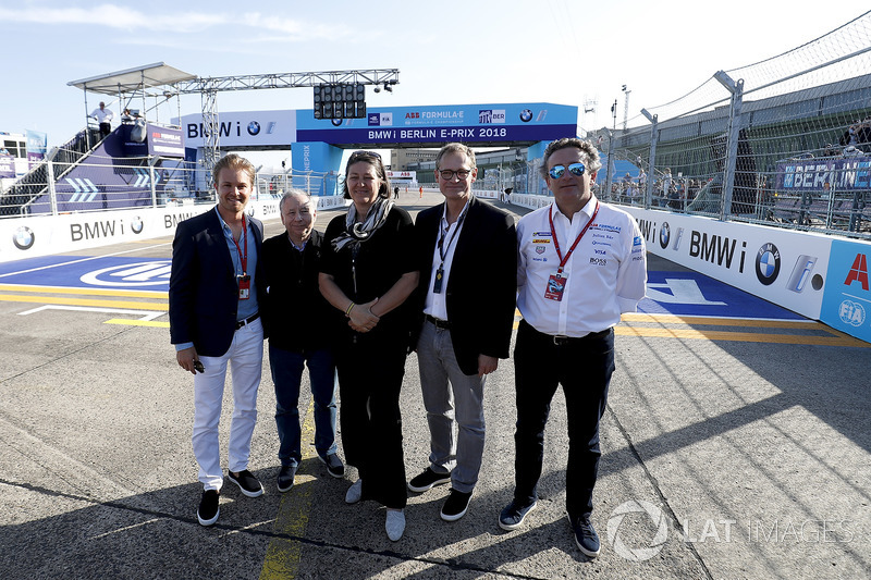 Alejandro Agag, PDG de la Formule E, avec Jean Todt, Président de la FIA, Nico Rosberg, Champion du monde de Formule 1 et investisseur en Formule E