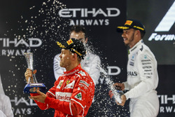 Podium: Sebastian Vettel, Ferrari andLewis Hamilton, Mercedes AMG F1