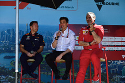 Christian Horner, Red Bull Racing Team Principal, Toto Wolff, Mercedes AMG F1 Director of Motorsport and Maurizio Arrivabene, Ferrari Team Principal