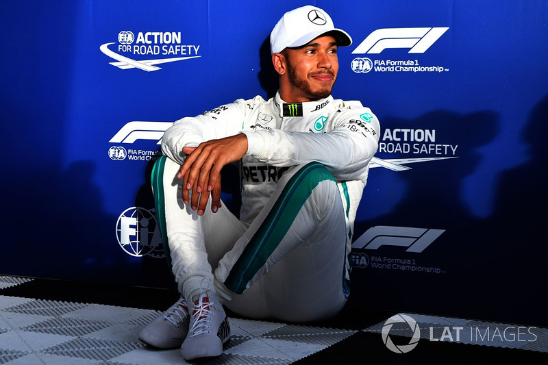 Polesitter Lewis Hamilton, Mercedes-AMG F1 in parc ferme