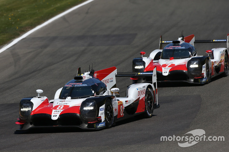 #8 Toyota Gazoo Racing Toyota TS050: Sébastien Buemi, Kazuki Nakajima, Fernando Alonso, #7 Toyota Gazoo Racing Toyota TS050: Mike Conway, Jose Maria Lopez, Kamui Kobayashi