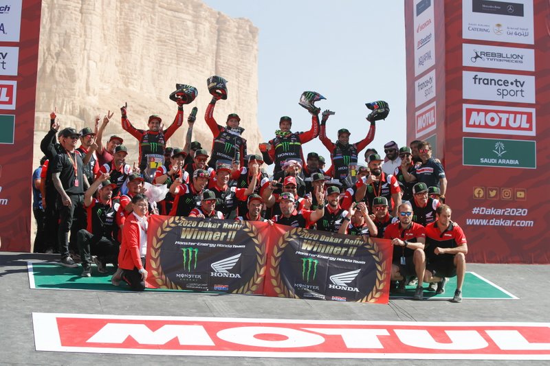 #7 Monster Energy Honda Team: Kevin Benavides, #9 Monster Energy Honda Team: Ricky Brabec, #12 Monster Energy Honda Team: Joan Barreda Bort, #17 Monster Energy Honda Team: Jose Ignacio Cornejo Florimo
