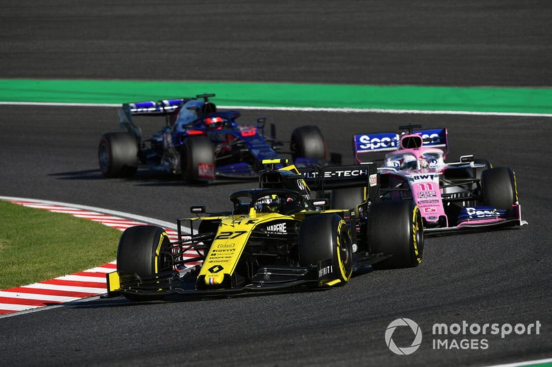 Nico Hulkenberg, Renault F1 Team R.S. 19, Sergio Perez, Racing Point RP19, Daniil Kvyat, Toro Rosso STR14