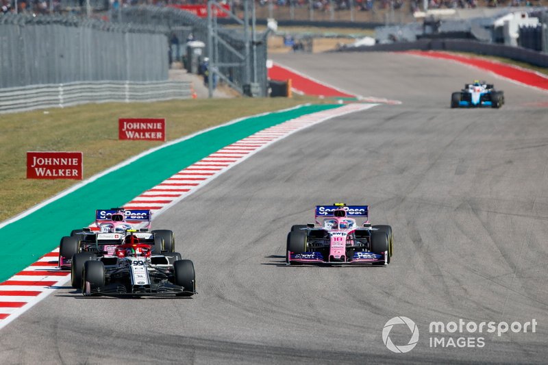 Antonio Giovinazzi, Alfa Romeo Racing C38,Lance Stroll, Racing Point RP19, Sergio Perez, Racing Point RP19