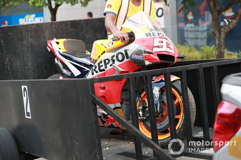 Marc Marquez, Repsol Honda Team's crashed Honda