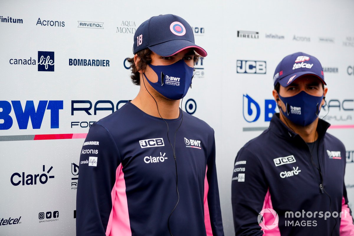 Lance Stroll, Racing Point, e Sergio Perez, Racing Point