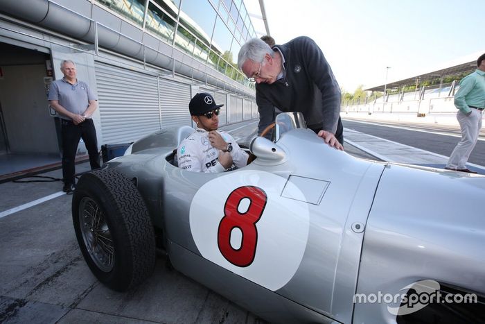 Lewis Hamilton y Sir Stirling Moss en Monza