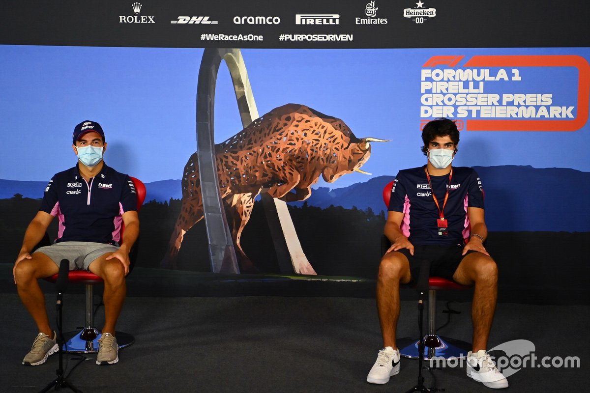 Sergio Perez, Racing Point and Lance Stroll, Racing Point in the press conference