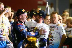 Race winner Lucas Mahias, GRT Yamaha Official WorldSSP Team, WSS Champion Sandro Cortese, Kallio Racing