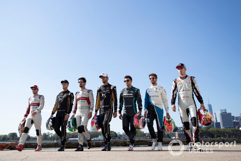Daniel Abt, Audi Sport ABT Schaeffler, Andre Lotterer, DS TECHEETAH, Lucas Di Grassi, Audi Sport ABT Schaeffler, Jean-Eric Vergne, DS TECHEETAH, Mitch Evans, Panasonic Jaguar Racing, Antonio Felix da Costa, BMW I Andretti Motorsports, Sébastien Buemi, Nissan e.Dams