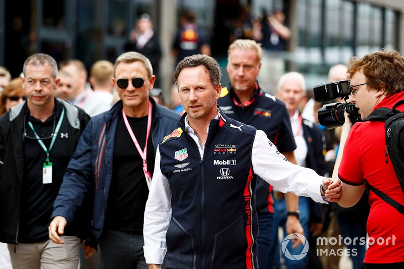 Christian Horner, Team Principal, Red Bull Racing, and Actor Daniel Craig