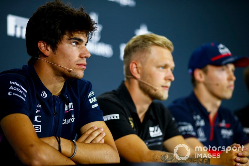 Lance Stroll, Racing Point, Kevin Magnussen, Haas F1 and Daniil Kvyat, Toro Rosso in the Press Conference