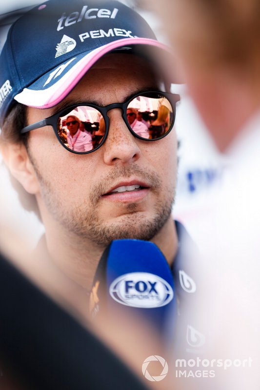 Sergio Perez, Racing Point speaks to the media