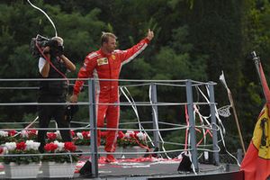 Second place Kimi Raikkonen, Ferrari on the podium 