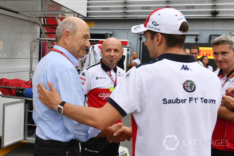 Peter Sauber, propriétaire de Sauber et Charles Leclerc, Alfa Romeo Sauber F1 Team 