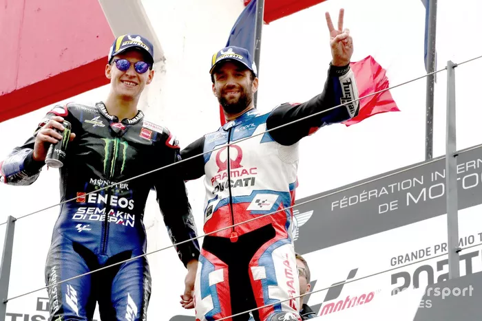 Podio: segundo lugar Johann Zarco, Pramac Racing, ganador Fabio Quartararo, Yamaha Factory Racing