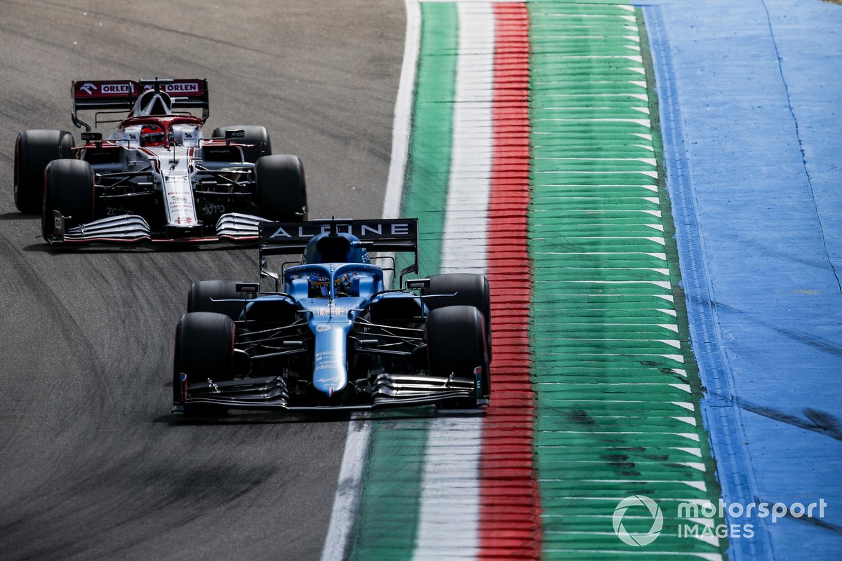 Fernando Alonso, Alpine A521, Kimi Raikkonen, Alfa Romeo Racing C41